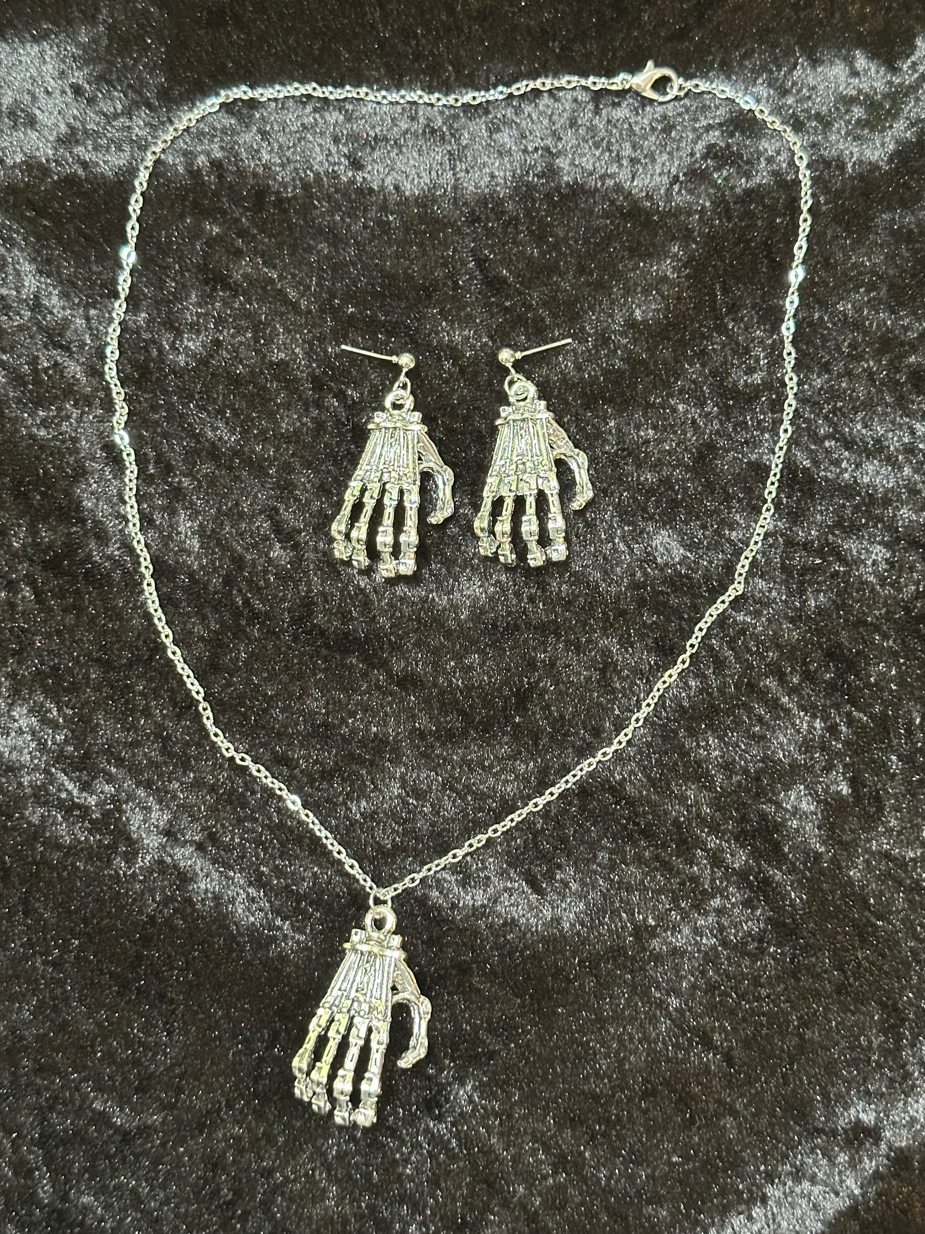 Skeleton Hands Earrings and Necklace Sets