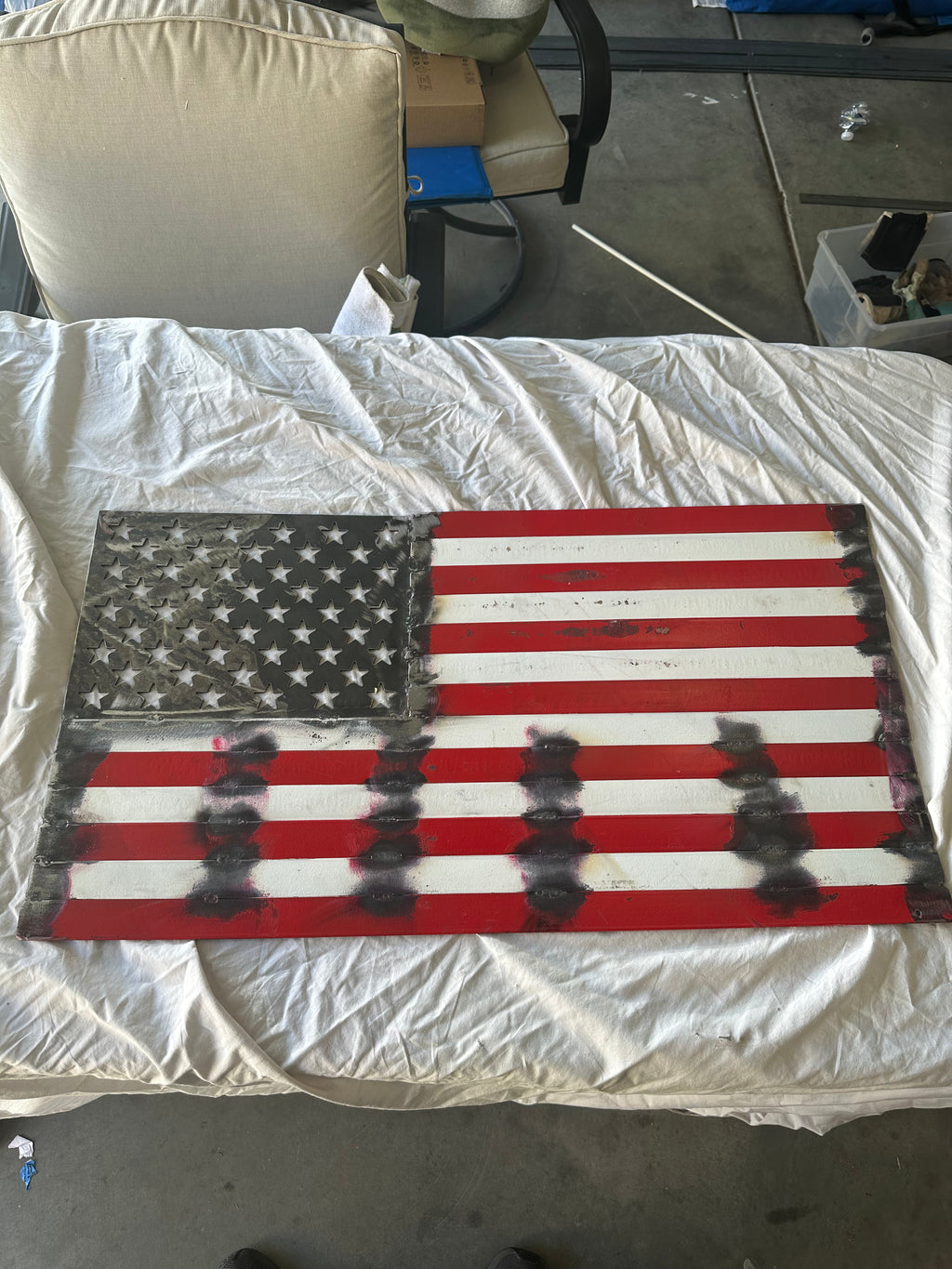 1 Metal American Flag - Stars & Stripes LG
