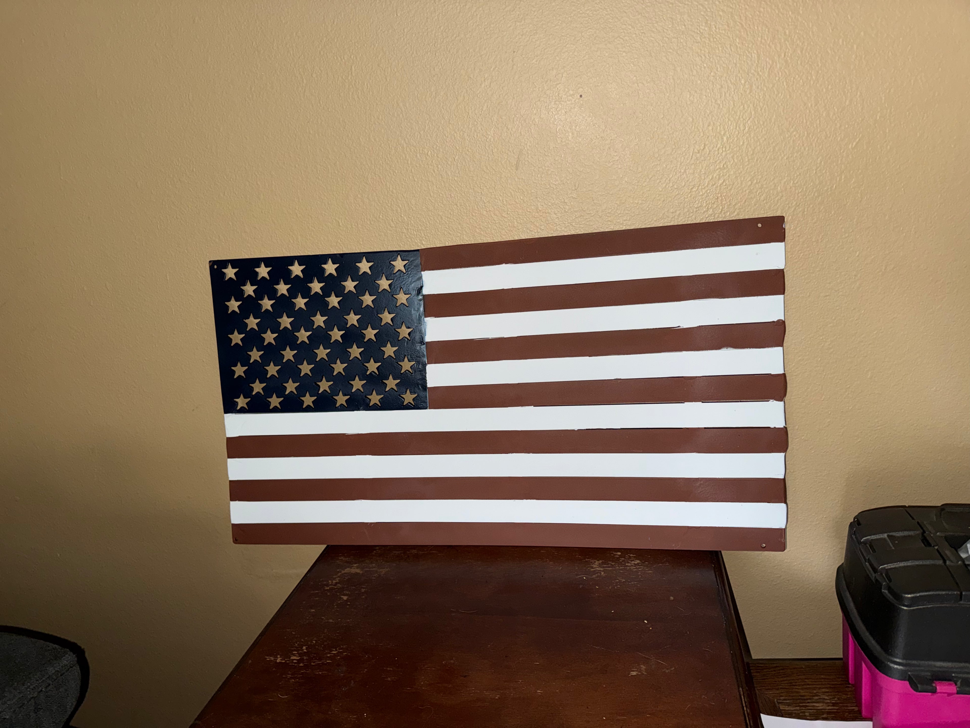 1 Metal American Flag - Stars & Stripes LG
